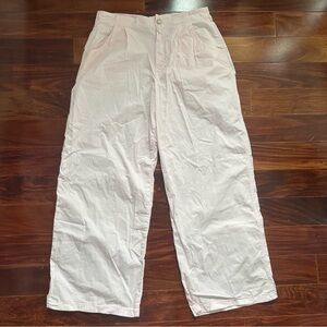 Zara Pink Lightweight Relaxed Fit WIDE LEG PANTS WITH DARTS Size XL
